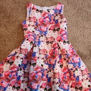 Elegant Floral Kids Dress in Pink and Blue